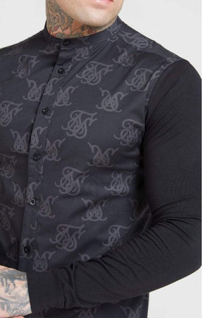 SikSilk - Muscle Fit Oxford Cotton Shirt - Black