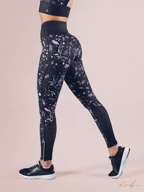 Workout Empire - Floral Leggings - Obsidian - Seitlich