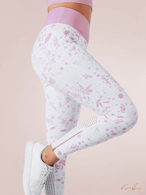 Workout Empire - Floral Leggings - Pearl - Seitlich Detail