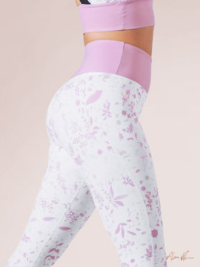 Workout Empire - Floral Leggings - Pearl - Seitlich Detail 2