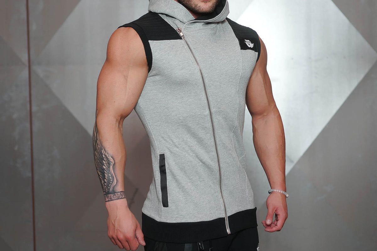 Body Engineers - YUREI Sleeveless Vest – Light Grey & Black Accents - Seitlich