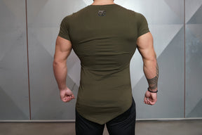Body Engineers - YUREI Asymmetric V-Neck - Army Green - Rückseite