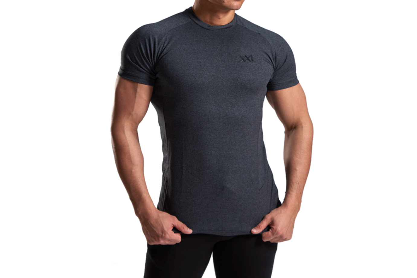 XXL Nutrition - Stretch Shirt - Dark Grey - Vorderseite Detail